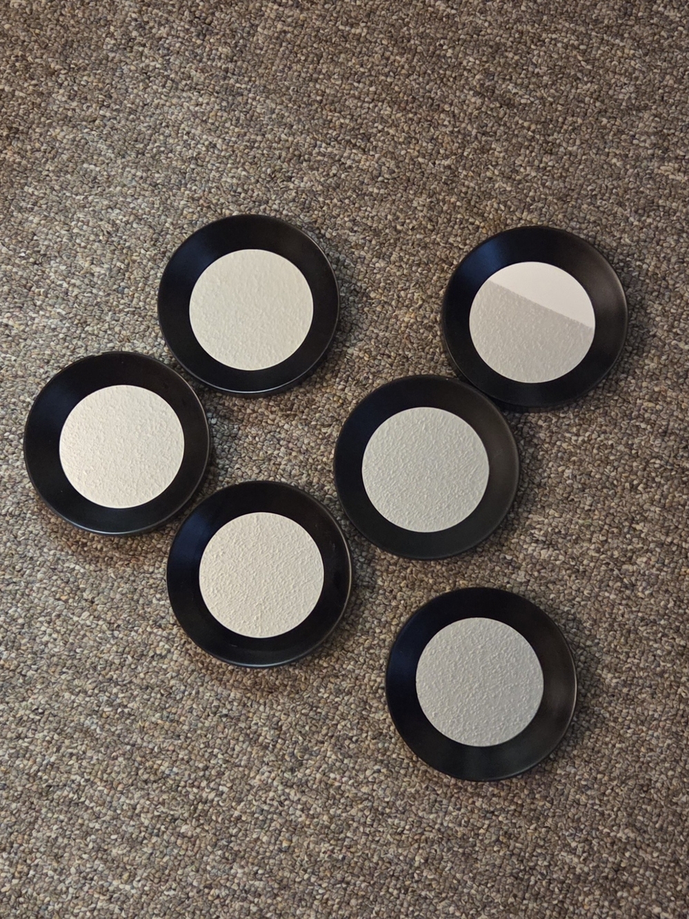 Set of 6 Black and White Round Wall Mirrors